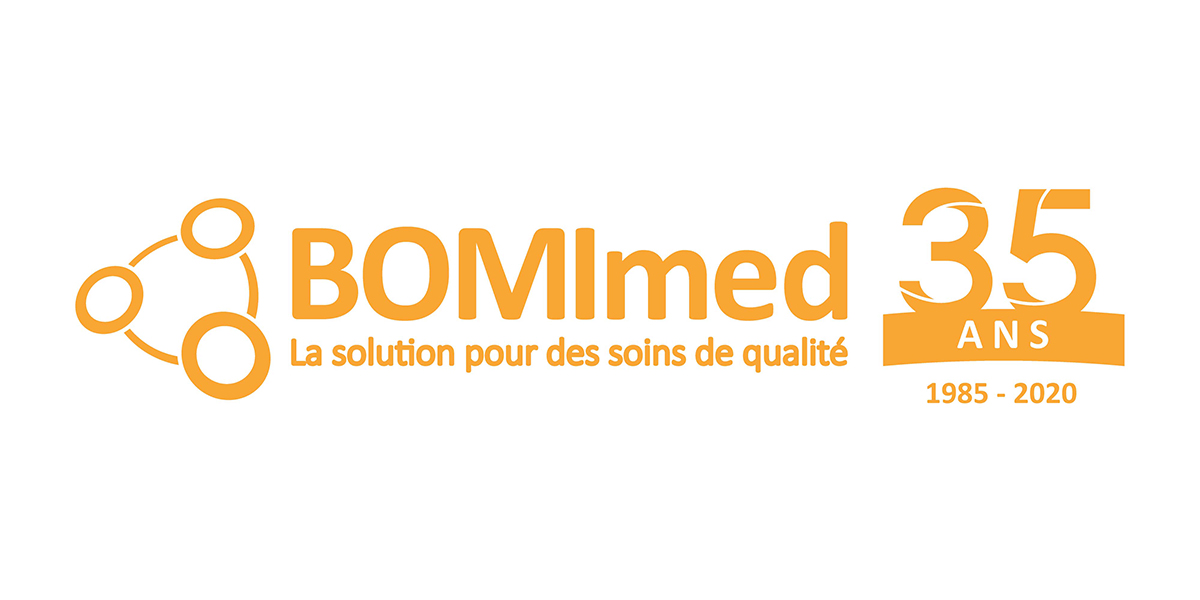 BOMImed 35th anniversary logo - "La solution pour des soins de qualité"