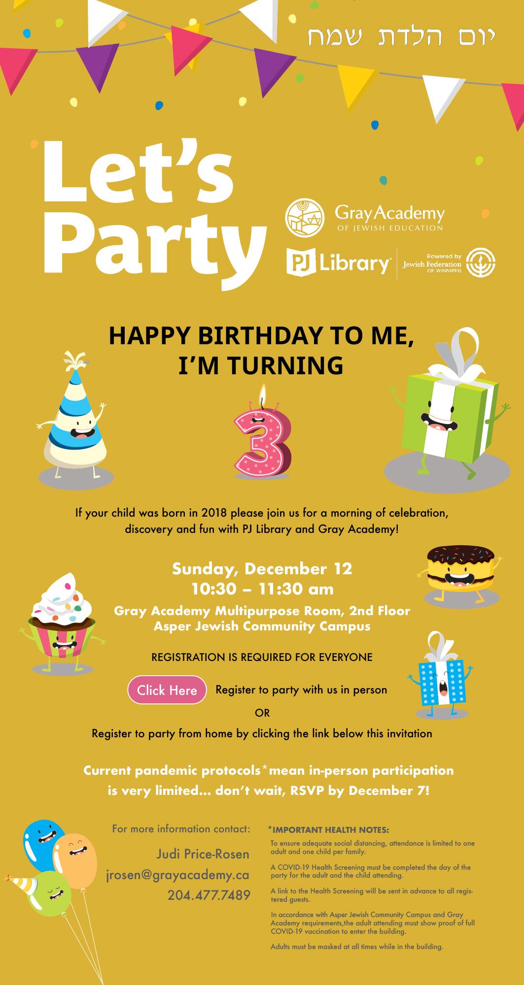 3 year old birthday e-invitation - "Happy birthday to me, I'm turning 3"