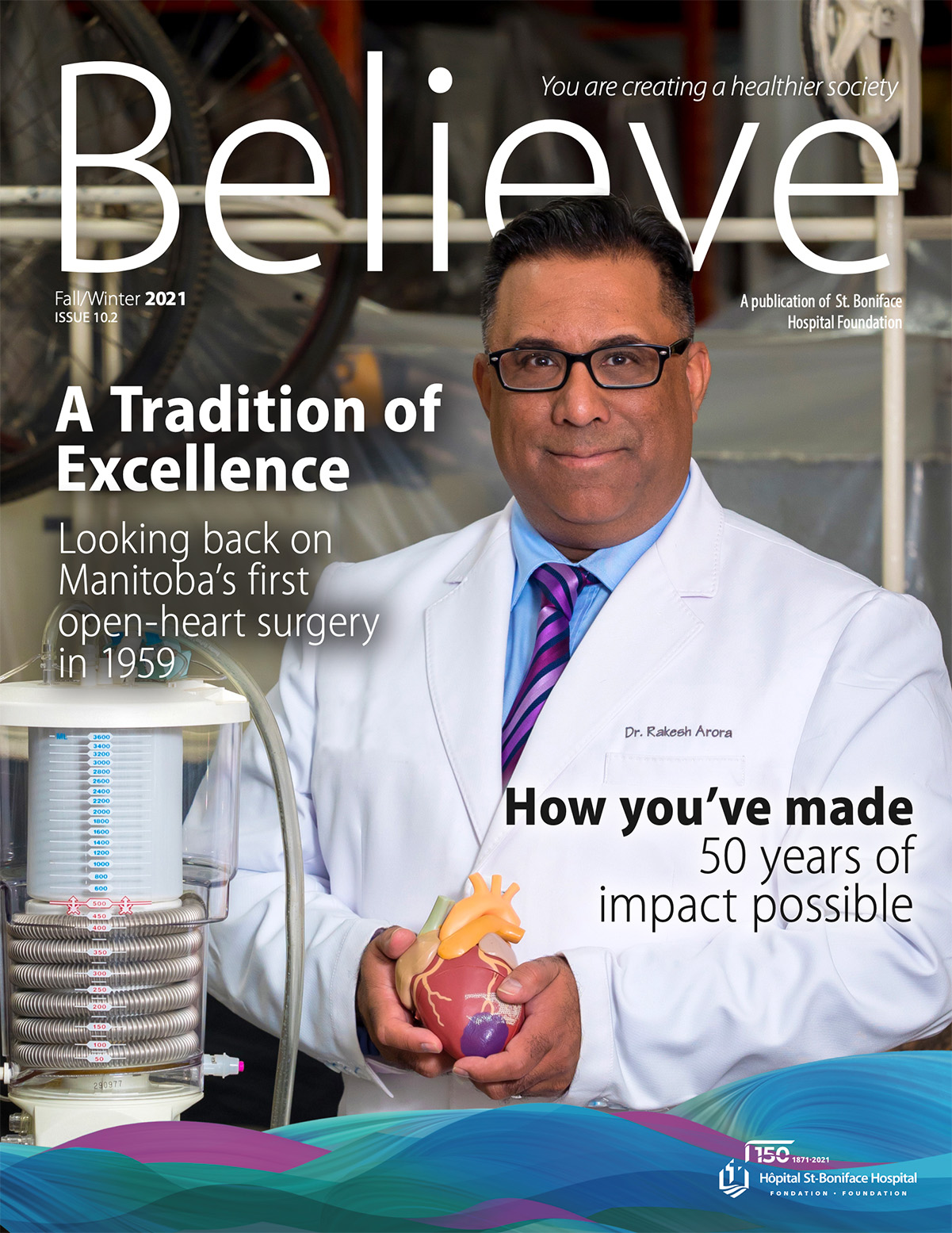 Doctor holding plastic heart - Believe Magazine Cover