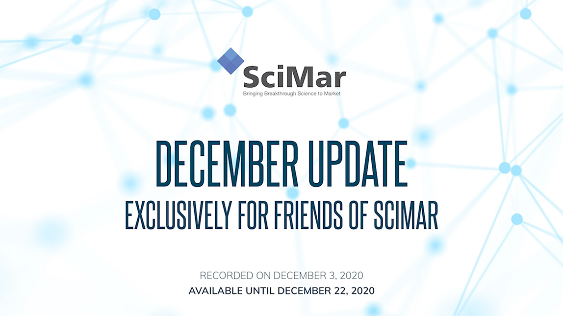SciMar Investors Video Intro Slide - "December Update Exclusively for friends of SciMar"