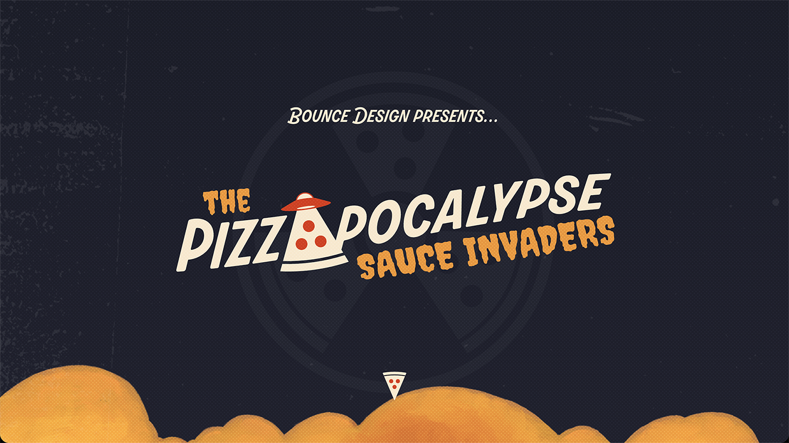 Pizzapocalypse website screenshot: Bounce Design presents... The Pizzapocalypse: Sauce Invaders