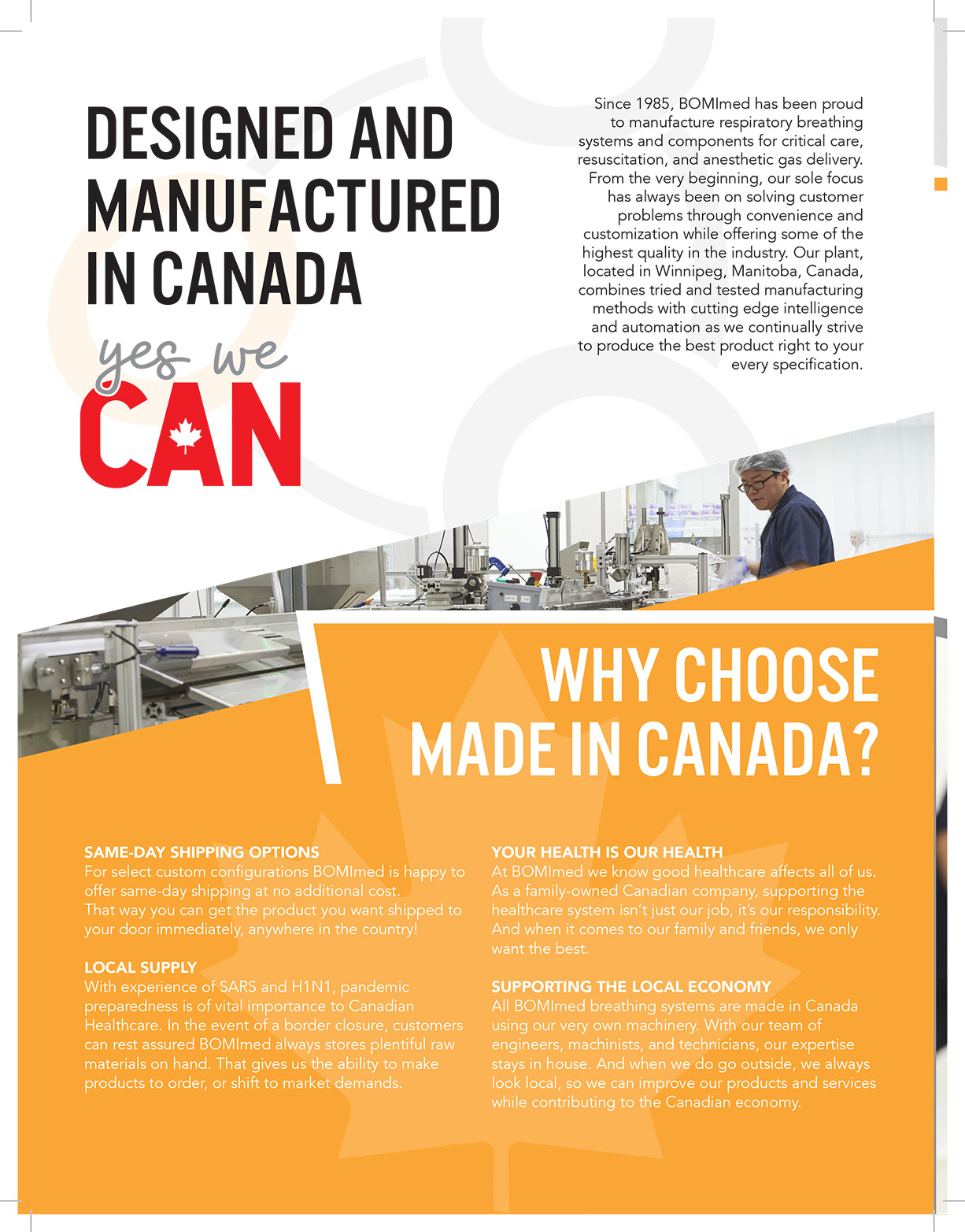 BOMImed Manufacturing Brochure - "Designed and Manufactured in Canada"
