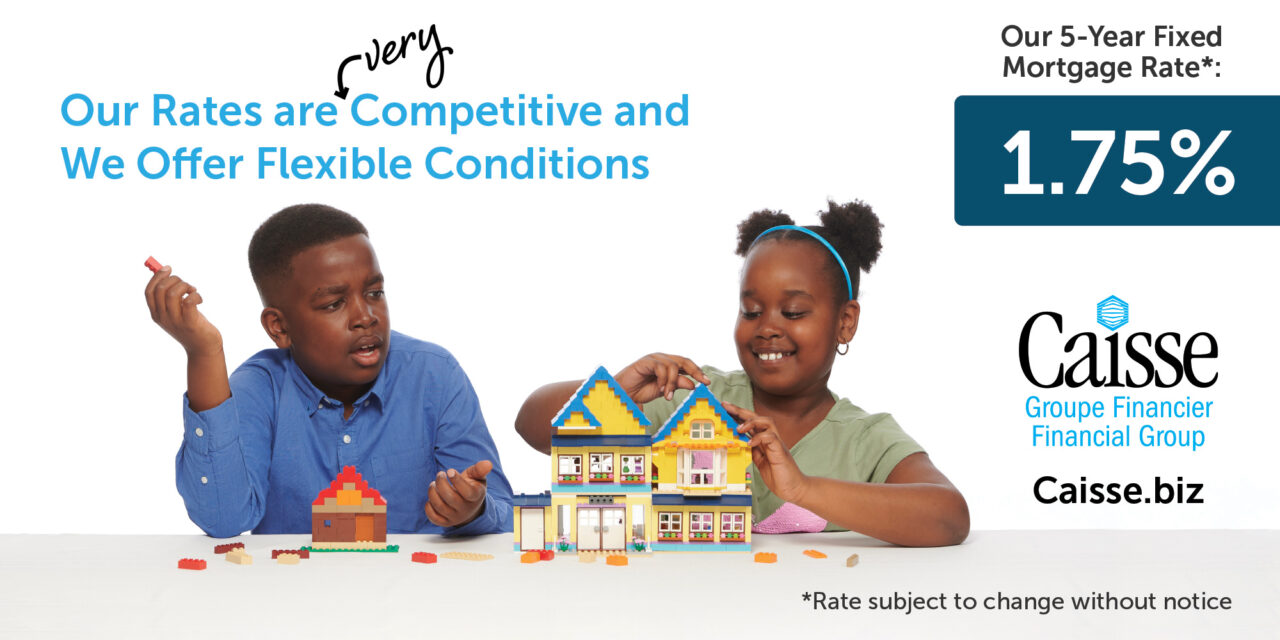 Caisse Financial Billboard - One child building a better Lego house than the other