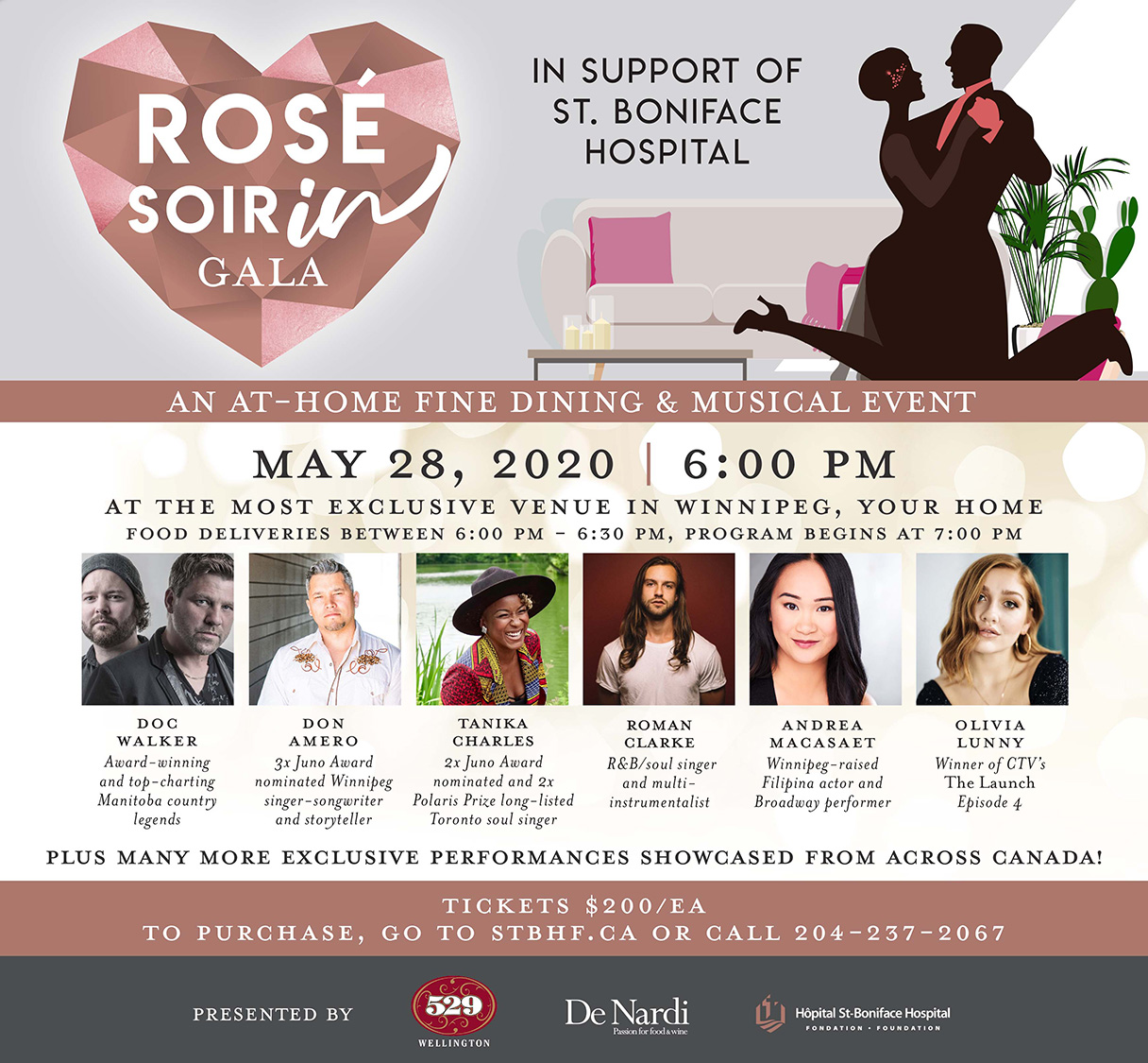 Rosé Soirin Gala event invite - "In Support of St. Boniface Hospital"