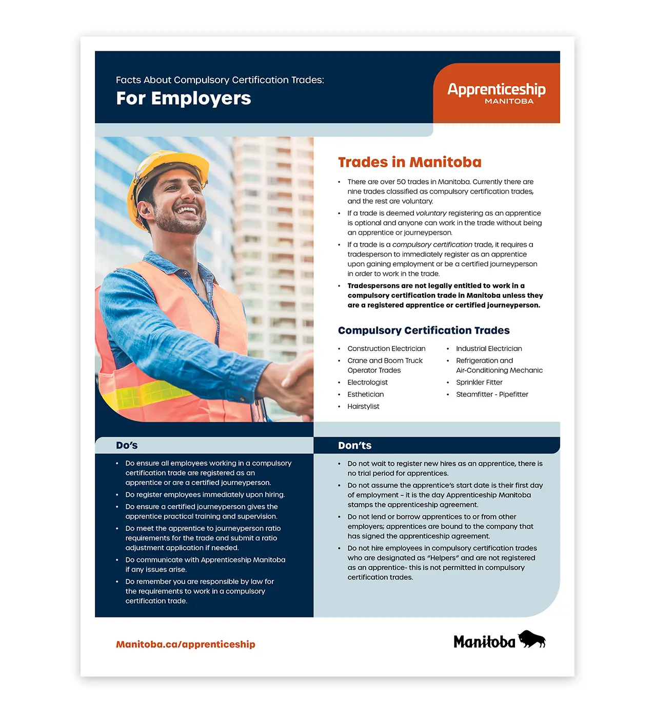 Trade Info Sheet - Facts About Compulsory Certification Trades For Employers